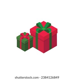 christmas Isometric Gift box. Vector presents a design isolated on white. Isometric holiday boxes. red box, shopping, mystery box.