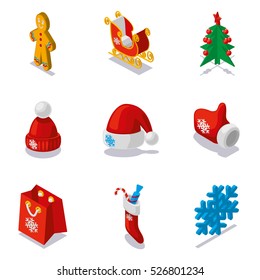 Christmas isometric icon set