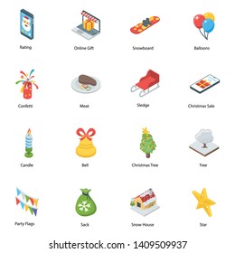 
Christmas Isometric Vector Icons Design
