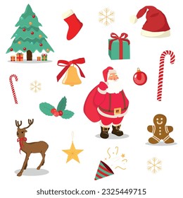 Christmas Items Icon Set Vector Design.