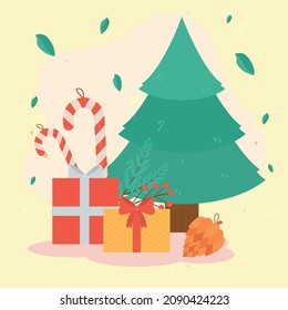 christmas items poster and leaves