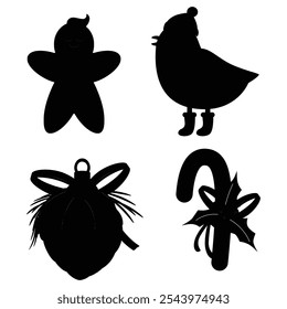 Christmas Items Set - Outline Doodle Style with Editable Stroke