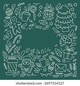 Weihnachtsartikel in Umriss doodle Stil. Geeignet für Postkarten, Banner, Webdesign, Scrapbooking und anderes Urlaubsdesign