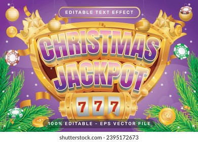christmas jackpot 3d text effect and editable text effect with christmas background