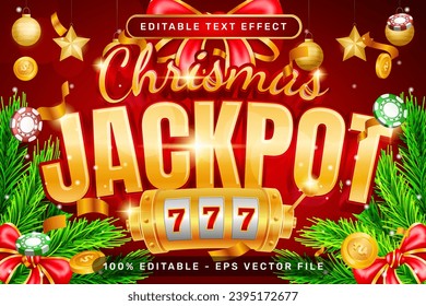 christmas jackpot 3d text effect and editable text effect with christmas background