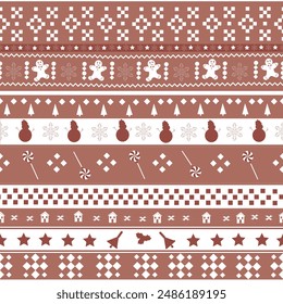 Christmas Jacquard mosaic pattern brown background