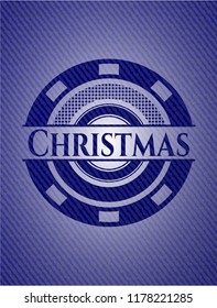 Christmas jean or denim emblem or badge background