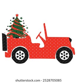 Christmas Jeep Vector Art Design | EPS File