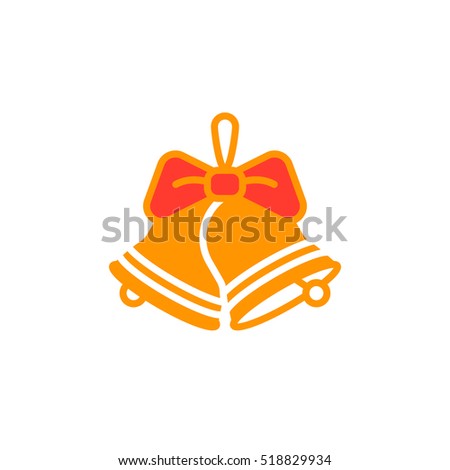 Christmas Jingle Bells with Bow icon vector, filled flat sign, solid colorful pictogram isolated on white, logo illustration