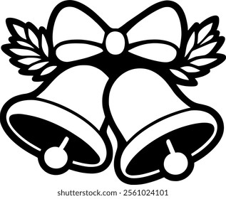 Christmas Jingle Bells with Bow line icon, outline vector sign, sign, symbol, vector, art