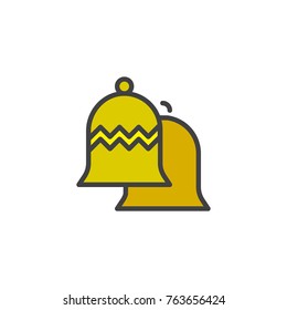 Christmas jingle bells filled outline icon, line vector sign, linear colorful pictogram isolated on white. Symbol, logo illustration. Pixel perfect vector graphics