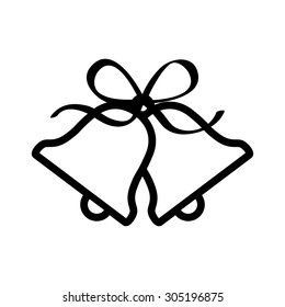 Christmas jingle bells with ribbon bow line art vector icon for apps and websites
