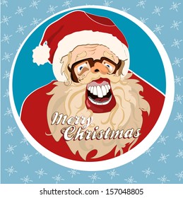 Christmas joke card with cartoon Santa. EPS 10