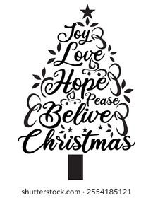 Christmas Joy Love Hope Peace Believe Festive Holiday Cutting File for Crafts - Copy.