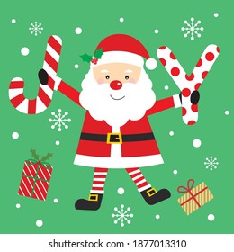 Christmas joy and santa for greeting card, gift bag or box design