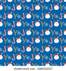 Christmas joy and santa pattern for christmas card, gift wrap design
