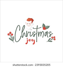 Texto de alegría navideña con decoraciones navideñas