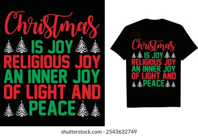 Christmas Joy Typography Poster with Religious Message and Holiday Trees