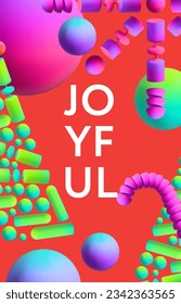 Christmas Joyful poster, greeting cards, holiday cover. Design template with typography, season wishes in modern minimalist style for web, social media, print, vector illustration