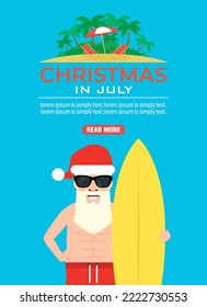 Christmas in july concept design flat. Vector illustration
