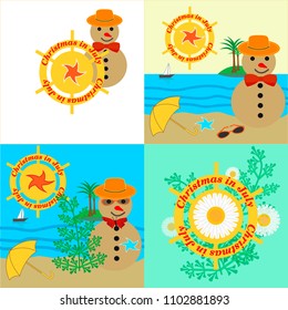 Christmas in July greeting cards vector design