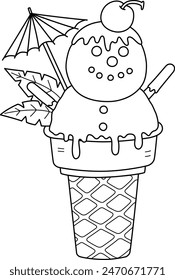 Christmas in July Ice Cream Isolated Coloring Page