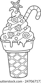 Christmas in July Ice Cream Isolated Coloring Page