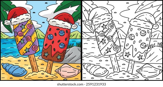 Christmas in July Popsicle with a Hat Illustration