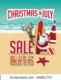 Christmas in July Sale marketing template. EPS 10 vector.