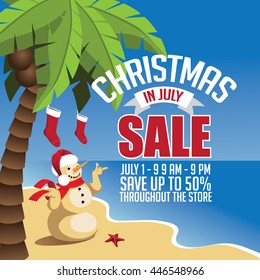 Christmas in July Sale marketing template. EPS 10 vector.