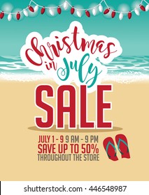 Christmas in July Sale marketing template. EPS 10 vector.