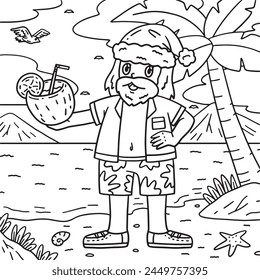 Christmas in July Santa Coconut Drink Coloring 
