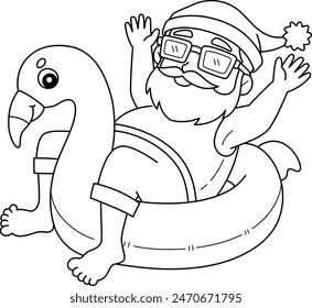 Christmas in July Santa Flamingo Floater Isolated