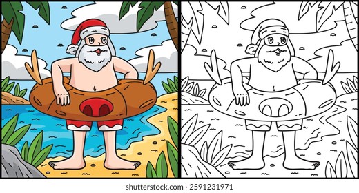 Christmas in July Santa Floater Ring Illustration 