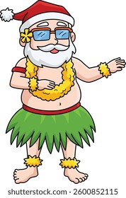 Christmas in July Santa Hawaiian Dance Clipart 