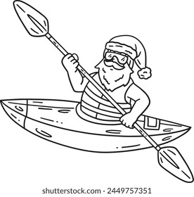 Christmas in July Santa Kayaking Isolated Coloring