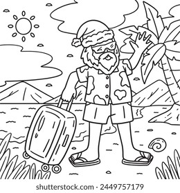 Christmas in July Santa on Vacation Coloring Page