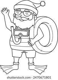 Christmas in July Santa Swimming Outfit Isolated 