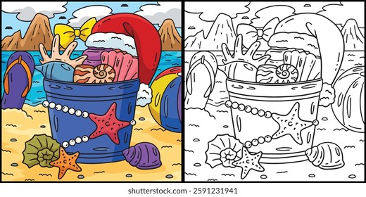 Christmas in July Seashells and Hat Illustration 