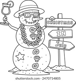 Christmas in July Snowman Sand Isolated Coloring