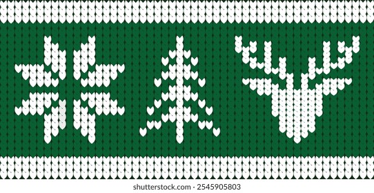 Christmas Jumper Pattern Kniting pattern. Green backgrund