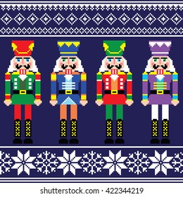 Christmas jumper or sweater seamless pattern with nutcrackers 