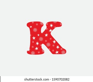 Christmas K Letter Logo icon. Initial K Vector design concept christmas letter material logo icon for initial banner, poster.