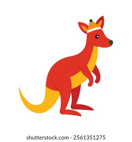 Christmas Kangaroo Vector Illustration - Clipart and Line Art Design