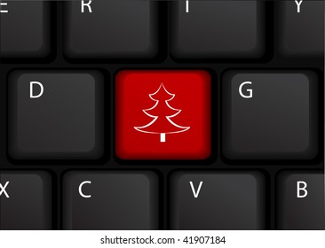Christmas Key on Computer Keyboard - Business Holiday Concept. Email Gifts.