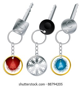 Christmas keyholder set for christmas holiday in various shapes and colors