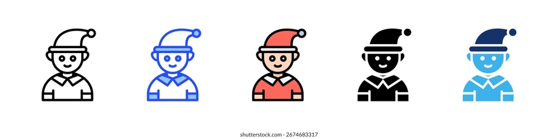 Coleção de Ícones Infantis de Natal com Vários Estilos