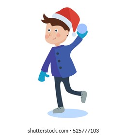 Christmas kid playing winter vector