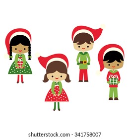 Christmas kids vector.