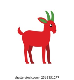 Christmas Kiki Goat Vector Illustration – Clipart and Cotton Line Art Design